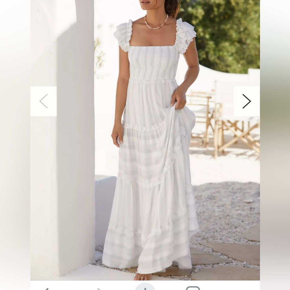 PQ Swim White Ruffled Strap Tiered Maxi Dress - Picture 6 of 9